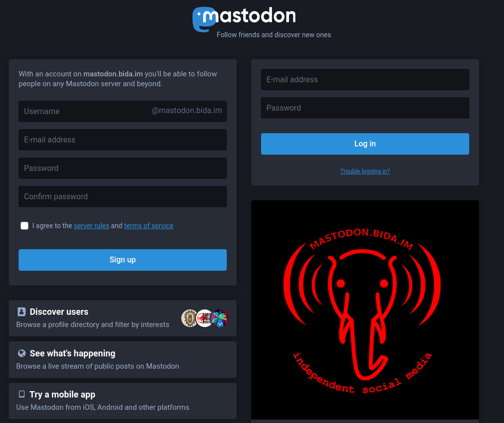 Sign up Mastodon